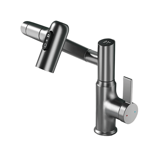 AquaJet 360° Kitchen Faucet – Adjustable Design with Temperature Display