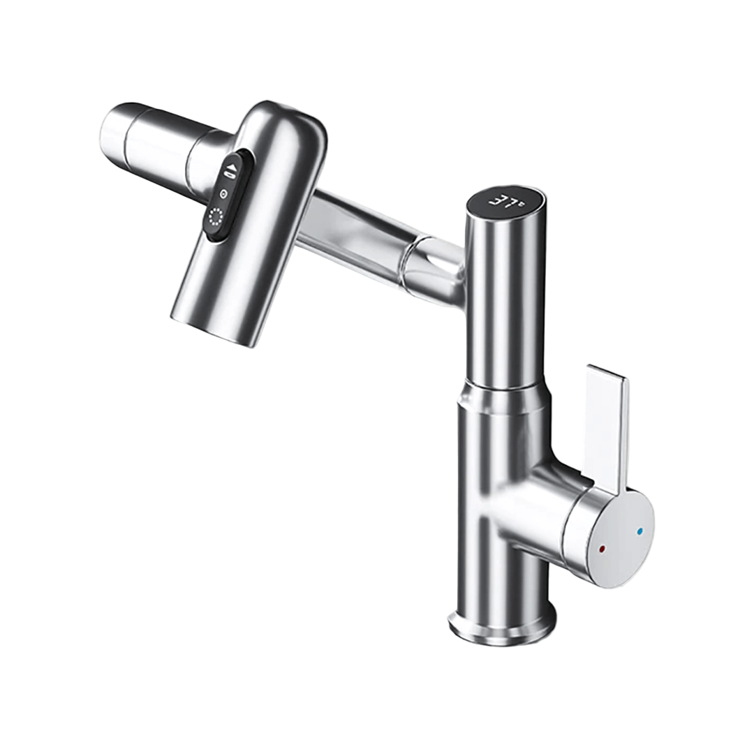 AquaJet 360° Kitchen Faucet – Adjustable Design with Temperature Display