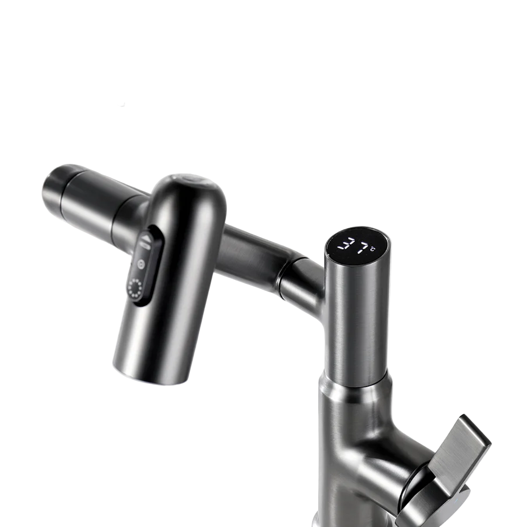 AquaJet 360° Kitchen Faucet – Adjustable Design with Temperature Display