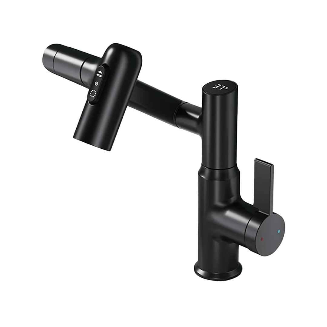 AquaJet 360° Kitchen Faucet – Adjustable Design with Temperature Display