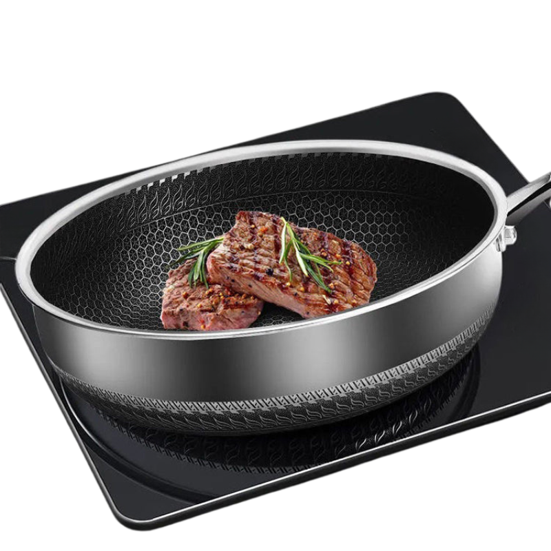 HeatWave Pan – Stainless Steel Frying Pan with Honeycomb Design for Even Heat Distribution