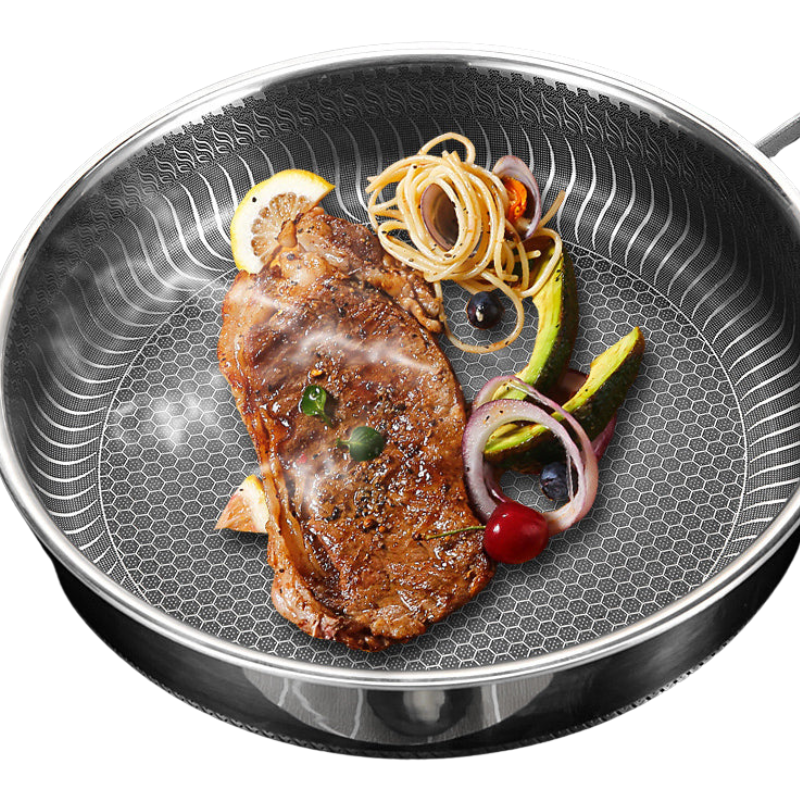 HeatWave Pan – Stainless Steel Frying Pan with Honeycomb Design for Even Heat Distribution